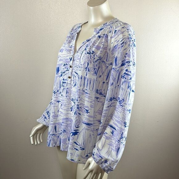 Lilly Pulitzer Elsa Lilac Verbena Rock The Dock Blouse Top Silk Size XL *flaw - Picture 5 of 9